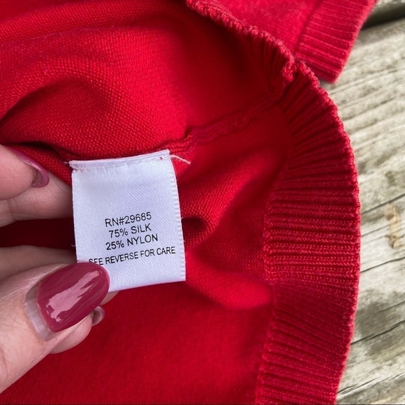 Pendleton red mock turtleneck sweater silk blend Medium - Picture 8 of 8
